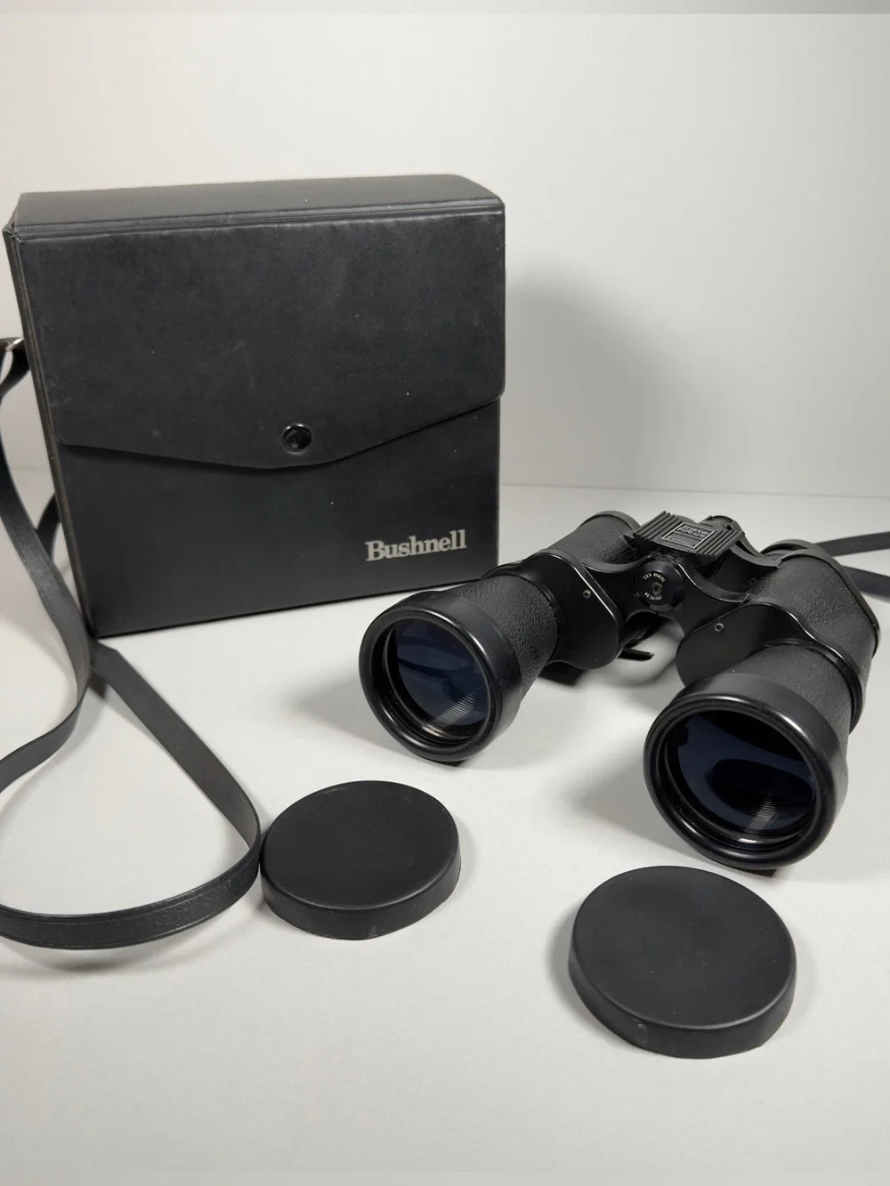 Vintage Bushnell Ensign 10x50 Binoculars Insta-Focus Coated Optics Case Caps
